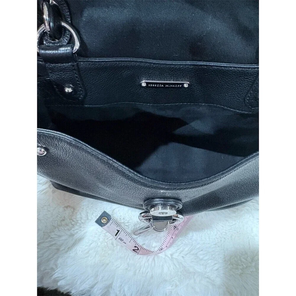 Rebecca Minkoff Womens Small Black Flap Bag Silver Hardware
